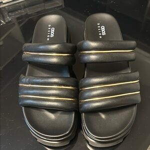 ASOS Black and Gold Platform Sandals